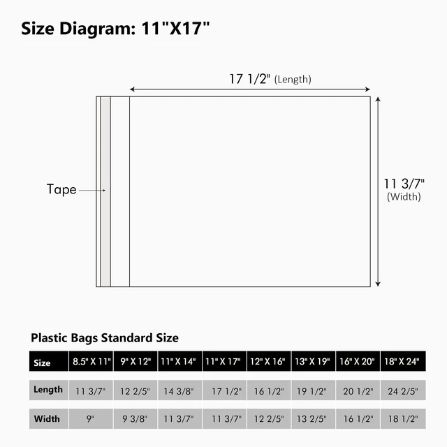 Alt view image 2 of 7 - 50 Pack Acid-Free Crystal Clear Sleeves Storage Bags for 11x17 Art Prints Pictures,Photos,Framing Mat Mattes (Bag Size: 11 3/7"x17 1/2")