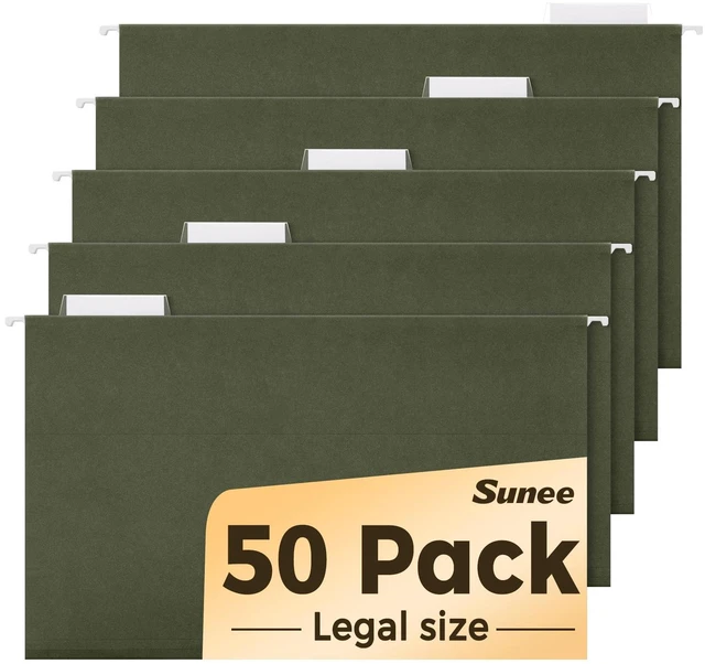 Main image of Hanging File Folders Legal Size, 50 Pack File Folders 1/5-Cut Tabs, Green, Stay Organized for Your Home and Office Bulk File and Documents