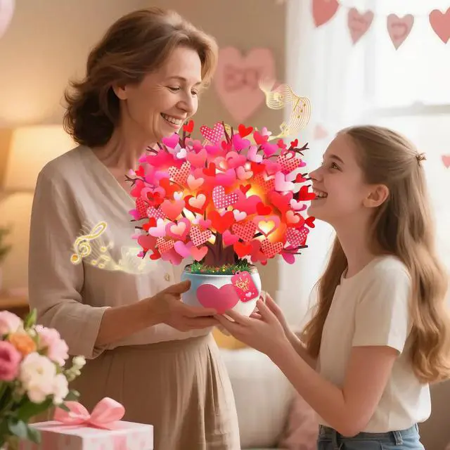 Alt view image 6 of 7 - Anniversary Card, Card with Music and Lights, Tree of Hearts Bouquet 3D Card for Women Wife