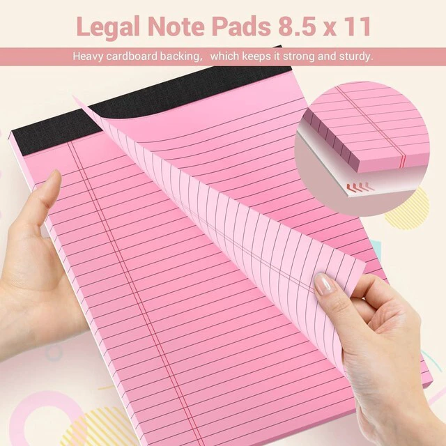 Alt view image 5 of 7 - Legal Pads 8.5 x 11 Colored Notepad, 12 Pack Wide Ruled Lined Paper Micro Perforated Writing Pads 8.5 x 11, 30 Sheet/Note Pads, Pink Legal Pad 8.5 x 11 Notebook Colored Paper Tablet for School