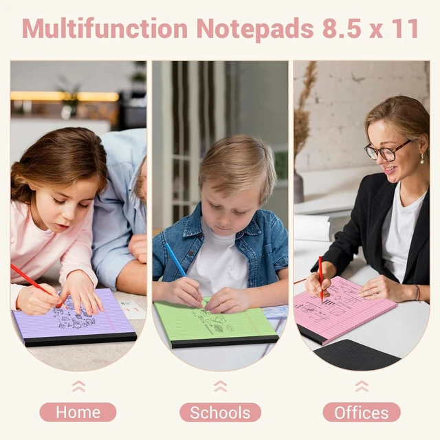 Alt view image 6 of 7 - Legal Pads 8.5 x 11 Colored Notepad, 12 Pack Wide Ruled Lined Paper Micro Perforated Writing Pads 8.5 x 11, 30 Sheet/Note Pads, Pink Legal Pad 8.5 x 11 Notebook Colored Paper Tablet for School