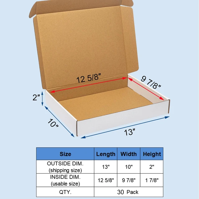 Alt view image 2 of 5 - White Shipping Boxes 13x10x2" 30 Pack Corrugated Cardboard Mailer Literature Mailer Packaging Supplies Mailing Boxes for Small Business