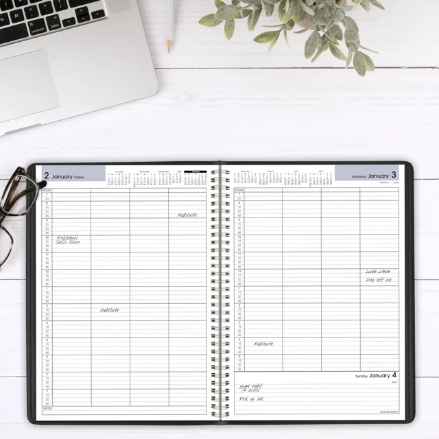 Alt view image 2 of 7 - 2026 Appointment Book Planner, Daily, Four Person Group Planner, 8" x 11", Large, Quarter-Hourly, DayMinder, Black (G5600026)