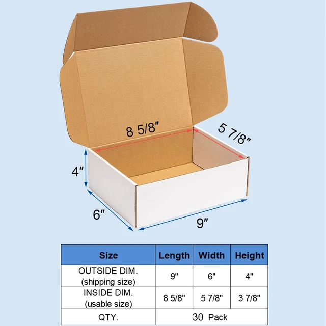 Alt view image 2 of 5 - Shipping Boxes 9x6x4" 30 Pack White Corrugated Cardboard Mailing Box Literature Mailer Packaging Supplies Mailing Boxes for Small Business