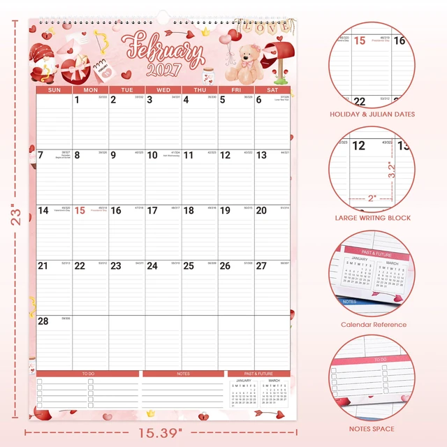 Alt view image 4 of 7 - 2027 wall calendar - 2027 Large Wall Calendar, Big Calendars 2027 15.4'' x 23'', Jan. 2027 - Dec. 2027, 12-Month Hanging Planner for Office Home Planning & Organizing - 12 Different Themes
