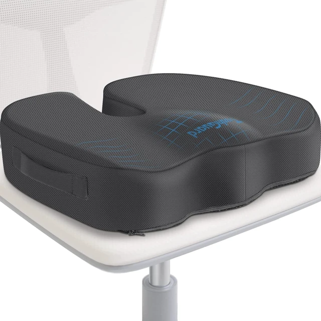 Main image of Seat Cushion for Office Chair, Car, Memory Foam, Grey X-Large For Back, Coccyx, Sciatica, Tailbone Pain, Ergonomic Design, Non-Slip, Desk Wheelchair Use, Supportive Butt Pillow, For Man