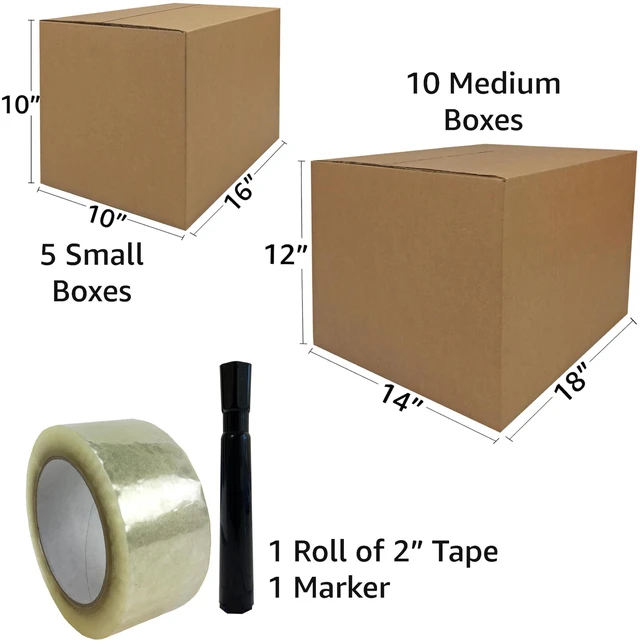 Alt view image 3 of 6 - Economy Moving Kit #1, 1-2 Bedroom Apartment Moving Kit, Small & Medium Boxes, Packing Tape & 1 Marker, For Small Spaces