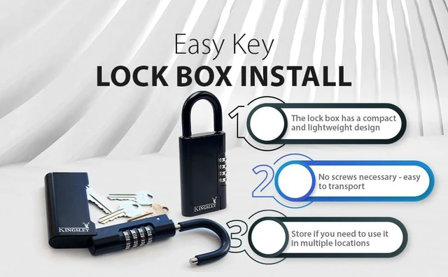 Alt view image 3 of 7 - Guard-a-Key Black Realtor's Lockbox Portable Resettable Hanging Key Safe Combination Lock Box for House Keys, Realtors, Vacation Rentals, Black