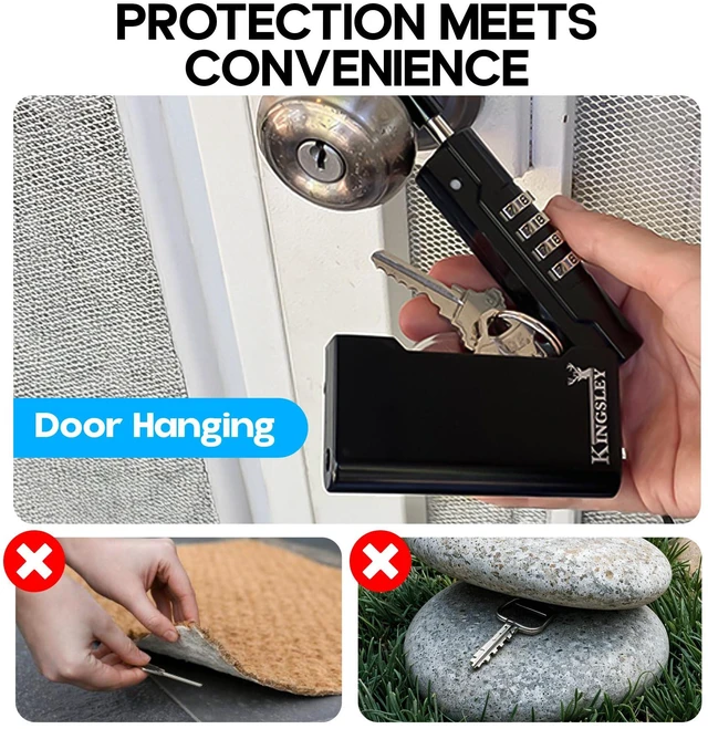 Alt view image 2 of 7 - Guard-a-Key Black Realtor's Lockbox Portable Resettable Hanging Key Safe Combination Lock Box for House Keys, Realtors, Vacation Rentals, Black