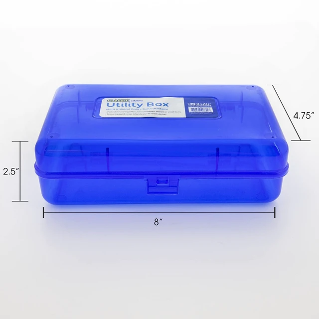 Alt view image 3 of 7 - Classic Multipurpose Pencil Box, Stackable, 24-Case Snap-latch lid for pens, Tools, Crafts, Supplies, Bulk pack, For home and office storage