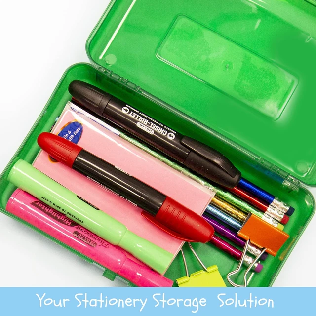 Alt view image 2 of 7 - Classic Multipurpose Pencil Box, Stackable, 24-Case Snap-latch lid for pens, Tools, Crafts, Supplies, Bulk pack, For home and office storage