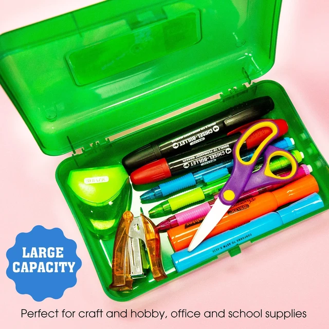Alt view image 4 of 7 - Classic Multipurpose Pencil Box, Stackable, 24-Case Snap-latch lid for pens, Tools, Crafts, Supplies, Bulk pack, For home and office storage