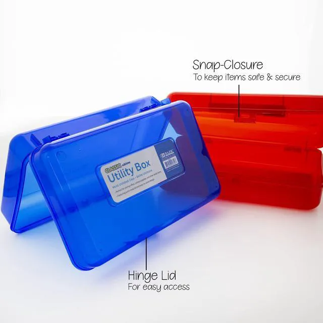Alt view image 5 of 7 - Classic Multipurpose Pencil Box, Stackable, 24-Case Snap-latch lid for pens, Tools, Crafts, Supplies, Bulk pack, For home and office storage