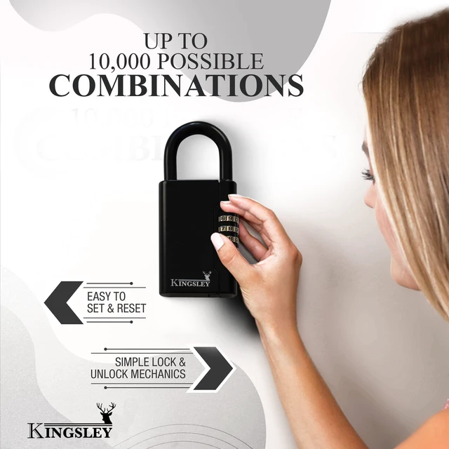 Alt view image 6 of 7 - Guard-a-Key Black Realtor's Lockbox Portable Resettable Hanging Key Safe Combination Lock Box for House Keys, Realtors, Vacation Rentals, Black