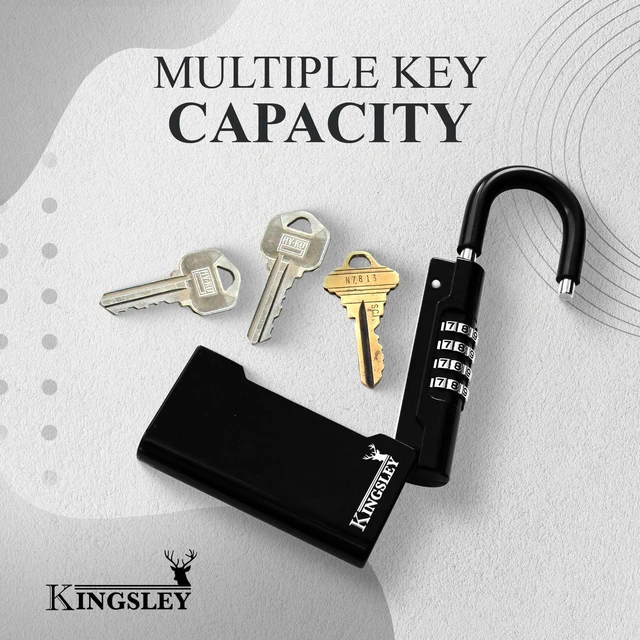 Alt view image 7 of 7 - Guard-a-Key Black Realtor's Lockbox Portable Resettable Hanging Key Safe Combination Lock Box for House Keys, Realtors, Vacation Rentals, Black