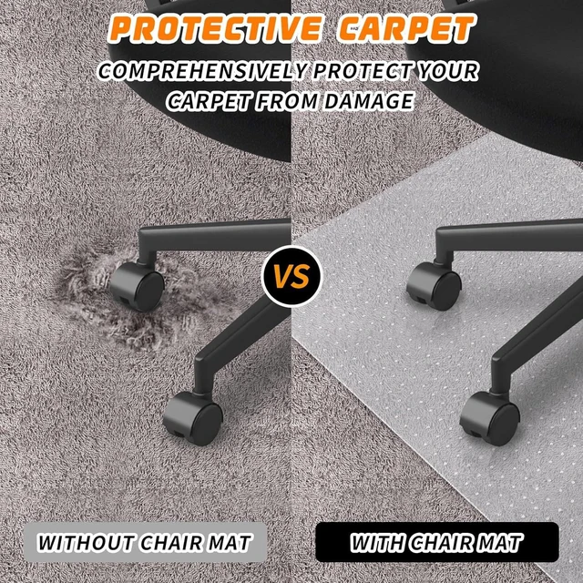 Alt view image 3 of 7 - Office Chair Mat for Carpeted Floors, Desk Mats 48"X30" for Rolling Desk on Low Pile Carpets, Small Computer Gaming Plastic Floor Mats for Office Chair on Carpet, Easy Glide Without Curling