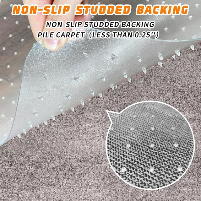 Alt view image 4 of 7 - Office Chair Mat for Carpeted Floors, Desk Mats 48"X30" for Rolling Desk on Low Pile Carpets, Small Computer Gaming Plastic Floor Mats for Office Chair on Carpet, Easy Glide Without Curling
