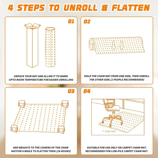 Alt view image 7 of 7 - Office Chair Mat for Carpeted Floors, Desk Mats 48"X30" for Rolling Desk on Low Pile Carpets, Small Computer Gaming Plastic Floor Mats for Office Chair on Carpet, Easy Glide Without Curling