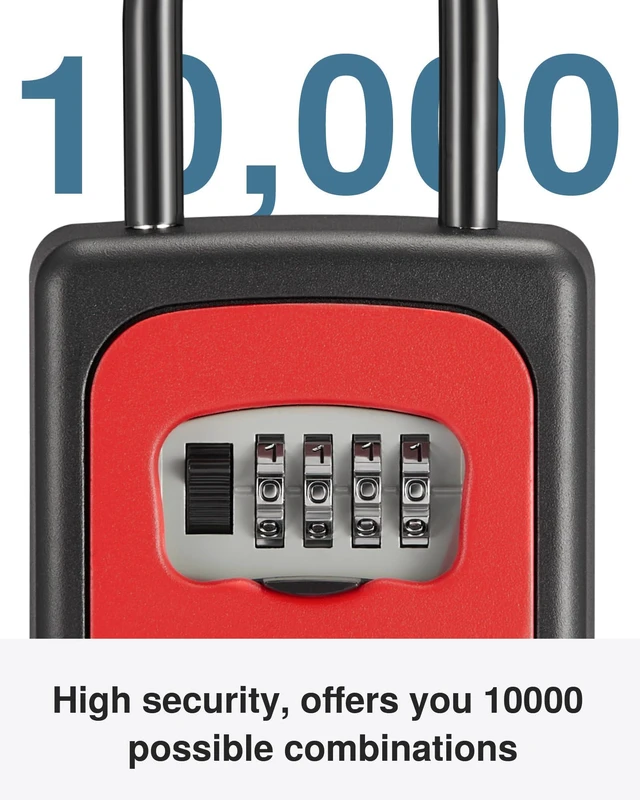 Alt view image 3 of 7 - Key Lock Box Large with Code Lockbox Outdoor Wall Mount Safe 1 Red Resettable Combination, For Guest Realtor & House Outside, High-capacity, Hold 5 Keys, Portable, Doorknob, Weatherproof