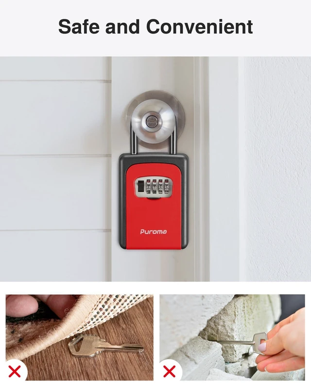 Alt view image 5 of 7 - Key Lock Box Large with Code Lockbox Outdoor Wall Mount Safe 1 Red Resettable Combination, For Guest Realtor & House Outside, High-capacity, Hold 5 Keys, Portable, Doorknob, Weatherproof