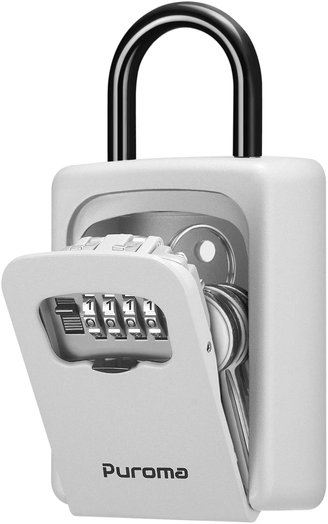 Main image of Key Lock Box Large with Code Lockbox Outdoor Wall Mount 1 Silver Resettable Combination, For Guest Realtor & House Outside, High-capacity, Hold 5 Keys, Portable, Doorknob, Weatherproof