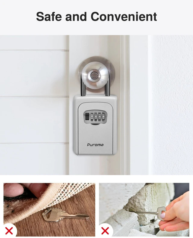 Alt view image 3 of 7 - Key Lock Box Large with Code Lockbox Outdoor Wall Mount 1 Silver Resettable Combination, For Guest Realtor & House Outside, High-capacity, Hold 5 Keys, Portable, Doorknob, Weatherproof