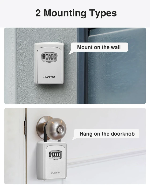 Alt view image 6 of 7 - Key Lock Box Large with Code Lockbox Outdoor Wall Mount 1 Silver Resettable Combination, For Guest Realtor & House Outside, High-capacity, Hold 5 Keys, Portable, Doorknob, Weatherproof