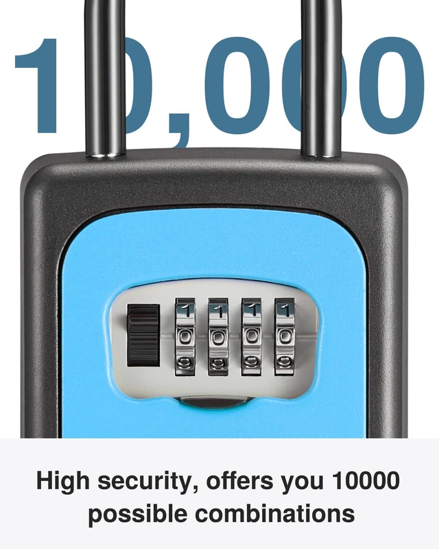 Alt view image 3 of 7 - Key Lock Box Large with Code Lockbox Outdoor Wall Mount Safe 1 Blue Resettable Combination, For Guest Realtor & House Outside, High-capacity, Hold 5 Keys, Portable, Doorknob, Weatherproof
