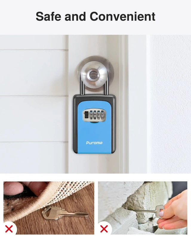 Alt view image 5 of 7 - Key Lock Box Large with Code Lockbox Outdoor Wall Mount Safe 1 Blue Resettable Combination, For Guest Realtor & House Outside, High-capacity, Hold 5 Keys, Portable, Doorknob, Weatherproof