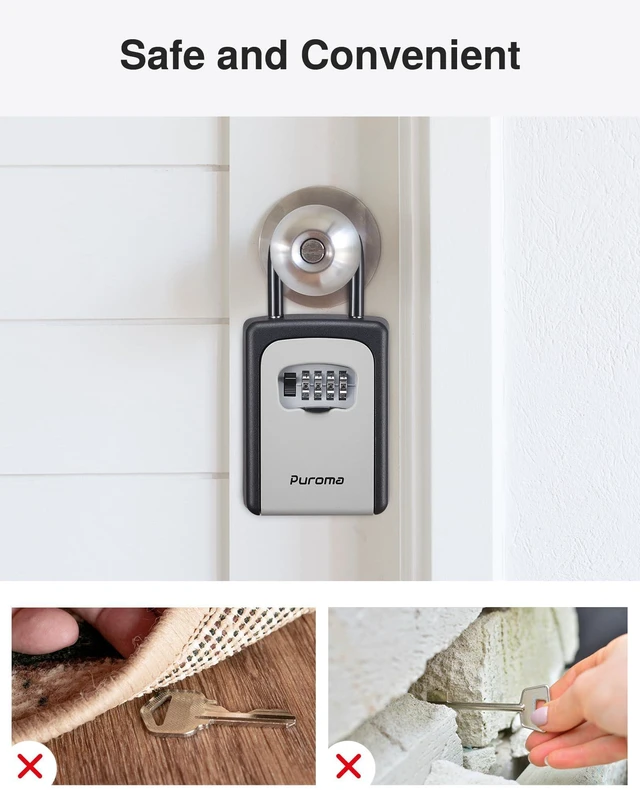 Alt view image 3 of 7 - Key Lock Box Large with Code Lockbox Outdoor Wall Mount Safe 1 Gray Resettable Combination, For Guest Realtor & House Outside, High-capacity, Hold 5 Keys, Portable, Doorknob, Weatherproof
