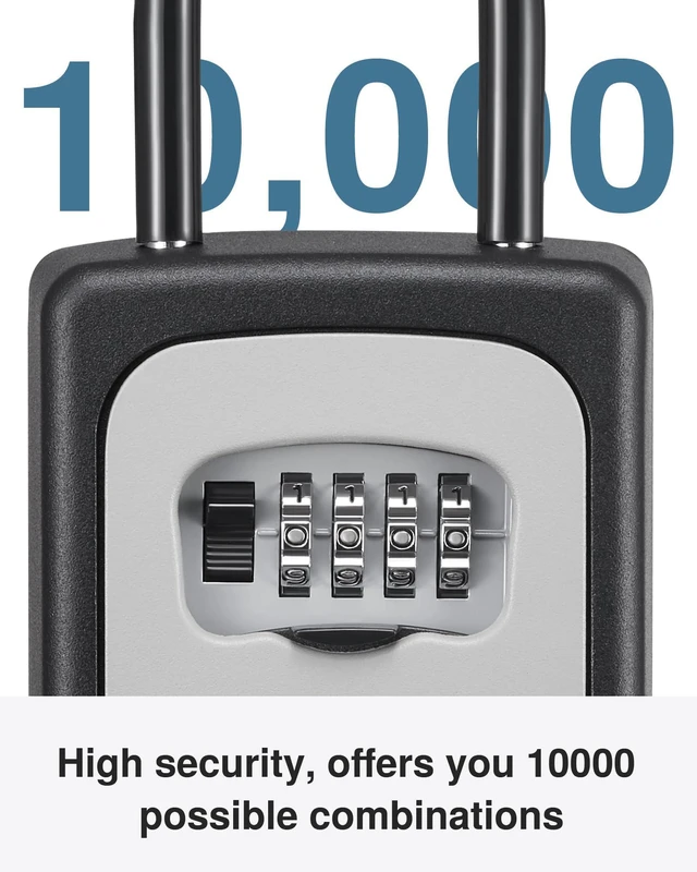 Alt view image 4 of 7 - Key Lock Box Large with Code Lockbox Outdoor Wall Mount Safe 1 Gray Resettable Combination, For Guest Realtor & House Outside, High-capacity, Hold 5 Keys, Portable, Doorknob, Weatherproof