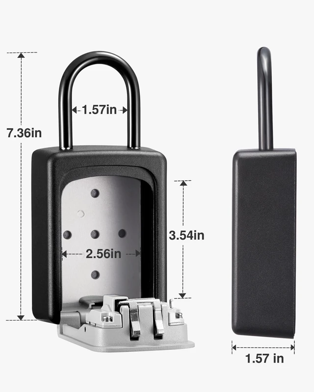 Alt view image 7 of 7 - Key Lock Box Large with Code Lockbox Outdoor Wall Mount Safe 1 Gray Resettable Combination, For Guest Realtor & House Outside, High-capacity, Hold 5 Keys, Portable, Doorknob, Weatherproof