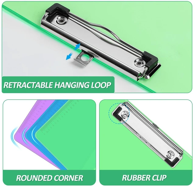 Alt view image 4 of 7 - 18 Pack Plastic Clipboards, Low Profile Clip, Letter Size, 6 Colors Clear Colored Clipboards, 12.5 x 9 Inch, Fit 8.5x11 Letter Size Paper, Office, Classroom, Assorted 6 Colors, ECO Friendly
