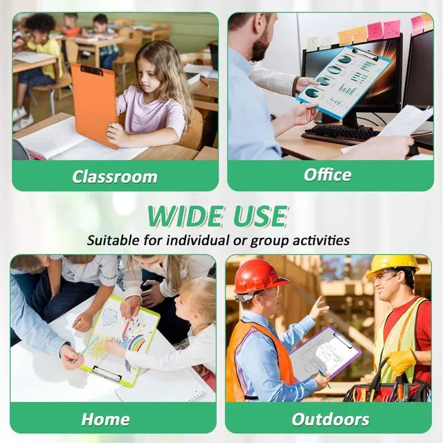 Alt view image 6 of 7 - 18 Pack Plastic Clipboards, Low Profile Clip, Letter Size, 6 Colors Clear Colored Clipboards, 12.5 x 9 Inch, Fit 8.5x11 Letter Size Paper, Office, Classroom, Assorted 6 Colors, ECO Friendly