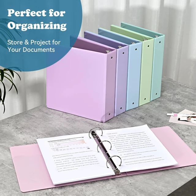 Alt view image 6 of 7 - 2-inch 3-Ring Binder with Pockets, Basic Binders 1''2'' Color Binders, Holds Letter Size 8.5'' x 11'',450 Sheet Capacity, Bundle 6 Pack for Back to School (2'' Pink- 6 Packs)