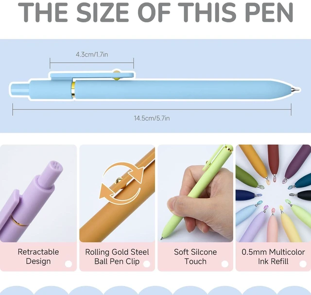 Alt view image 3 of 7 - 12 Pcs Color Pens for Journaling 0.5mm Fine Point Colored Gel Ink Pen, Smooth Writing Colorful Pens for Note Taking, Gift Set for Women & Men (12 Pcs Vintage & Vibrant Gold)