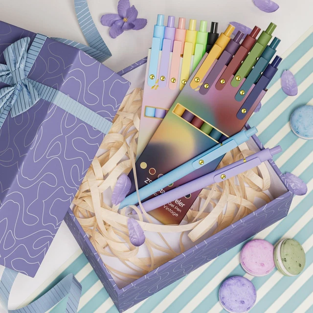 Alt view image 6 of 7 - 12 Pcs Color Pens for Journaling 0.5mm Fine Point Colored Gel Ink Pen, Smooth Writing Colorful Pens for Note Taking, Gift Set for Women & Men (12 Pcs Vintage & Vibrant Gold)