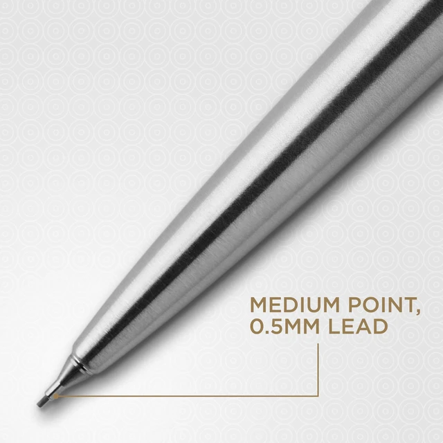 Alt view image 6 of 6 - Jotter Mechanical Pencil, Stainless Steel with Chrome Trim, 0.5mm, HB #2 - Smooth Writing, Signature Design, Stationary, Desk Essentials