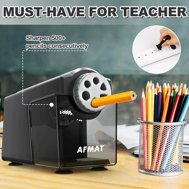 Alt view image 5 of 6 - Electric Pencil Sharpener Heavy Duty, 6-Hole Classroom Pencil Sharpener for 6-11mm Pencils, Auto Stop Pencil Sharpeners Plug in, 10,000+ Sharpenings, Save Colored Pencils, PSX4