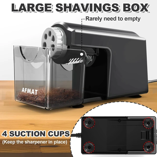 Alt view image 6 of 6 - Electric Pencil Sharpener Heavy Duty, 6-Hole Classroom Pencil Sharpener for 6-11mm Pencils, Auto Stop Pencil Sharpeners Plug in, 10,000+ Sharpenings, Save Colored Pencils, PSX4