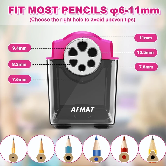 Alt view image 2 of 6 - Electric Pencil Sharpener Heavy Duty, 6-Hole Classroom Pencil Sharpener for 6-11mm Pencils, Auto Stop Pencil Sharpeners Plug in, 10,000+ Sharpenings, Save Colored Pencils, Teacher Must Have PSX4