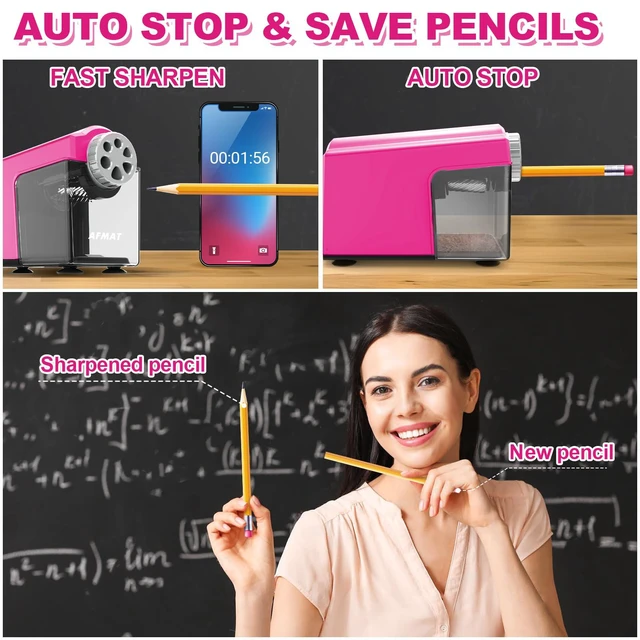 Alt view image 3 of 6 - Electric Pencil Sharpener Heavy Duty, 6-Hole Classroom Pencil Sharpener for 6-11mm Pencils, Auto Stop Pencil Sharpeners Plug in, 10,000+ Sharpenings, Save Colored Pencils, Teacher Must Have PSX4