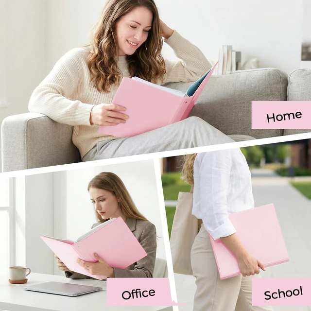 Alt view image 7 of 7 - 1 Inch 3 Ring Binder with 8 Tab Dividers & 24 Labels, Pastel Binder Organizer for Letter Size Paper, Aesthetic School Binder for Notes, Documents, Office & Home Organization, Pink
