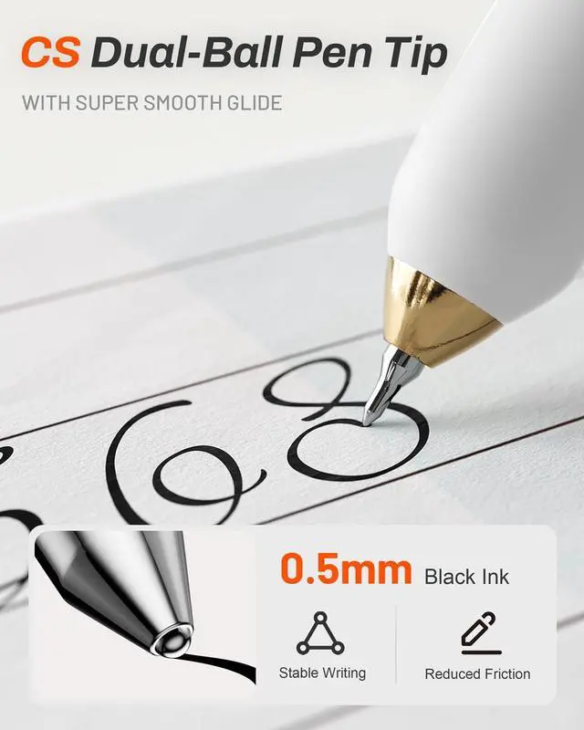 Alt view image 4 of 7 - Gel Pens, 6 Pack 0.5mm Pens Fine Point Smooth Writing Pens with Quick-Dry Black Ink, Cute Aesthetic School Office Note-Taking Pens for Journaling - White
