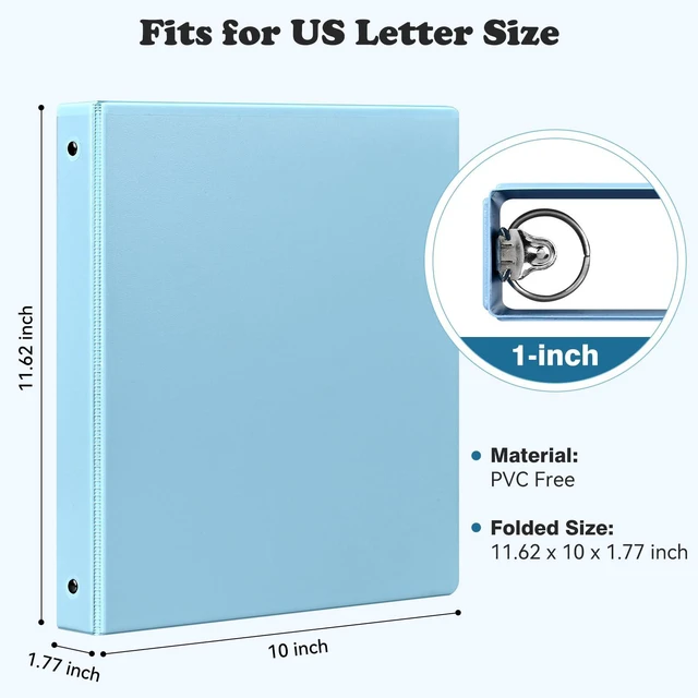 Alt view image 2 of 7 - 1-inch 3-Ring Binder with Pockets, Basic Binders 1'' Pastel Color Binders, Holds Letter Size 8.5'' x 11'',200 Sheet Capacity, Bundle 6 Pack for Back to School (1-Inch)