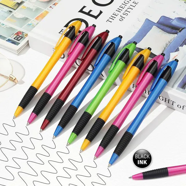 Alt view image 2 of 7 - Pens Bulk, 60 Pack Gripped Slimster Ballpoint Pens Black Ink 1.0mm Smooth Writing No Bleed No Skip, Click Pens with Comfort Grip for Teachers, Students, Servers, School & Office Use