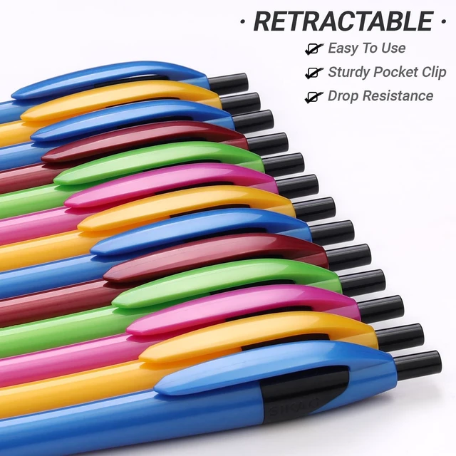 Alt view image 4 of 7 - Pens Bulk, 60 Pack Gripped Slimster Ballpoint Pens Black Ink 1.0mm Smooth Writing No Bleed No Skip, Click Pens with Comfort Grip for Teachers, Students, Servers, School & Office Use