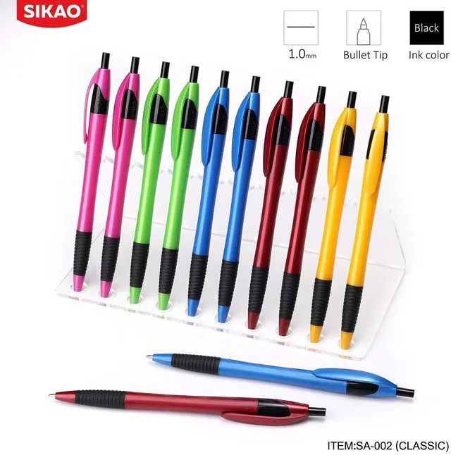 Alt view image 7 of 7 - Pens Bulk, 60 Pack Gripped Slimster Ballpoint Pens Black Ink 1.0mm Smooth Writing No Bleed No Skip, Click Pens with Comfort Grip for Teachers, Students, Servers, School & Office Use