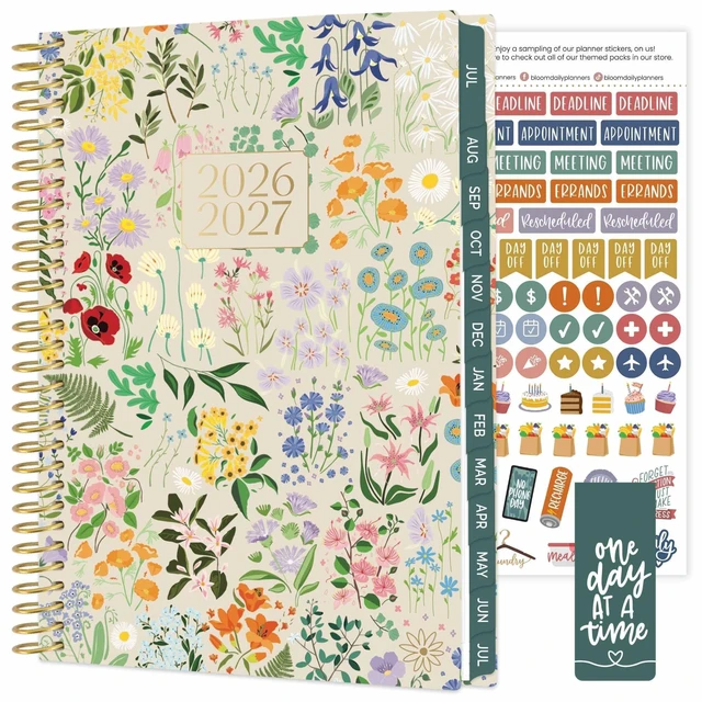 Main image of 2026-2027 Planner - Academic Year (July 2026 - July 2027) Monthly & Weekly Soft Cover Planner for Women - 13 Month Calendar Agenda Book with Stickers - 5.5" x 8.25" - Garden Party, Beige