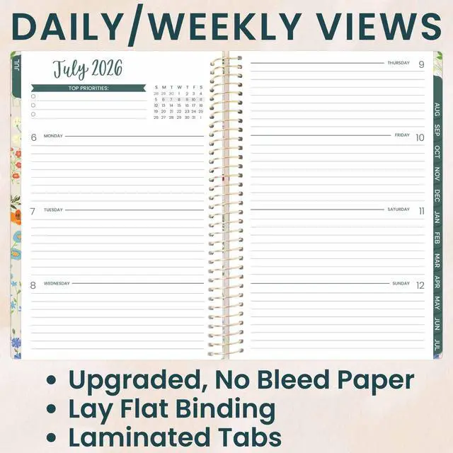 Alt view image 2 of 7 - 2026-2027 Planner - Academic Year (July 2026 - July 2027) Monthly & Weekly Soft Cover Planner for Women - 13 Month Calendar Agenda Book with Stickers - 5.5" x 8.25" - Garden Party, Beige